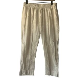 Utsa‎ XL Pull On Elastic Cotton Linen Blend Pants Beige Comfortable Neutral Crop